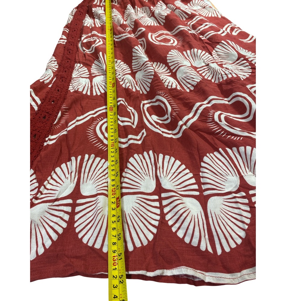 Anewsta Shell Print Crochet Trim Maxi Dress XL Boho Smocked Back Beachy Vacay - Picture 13 of 15